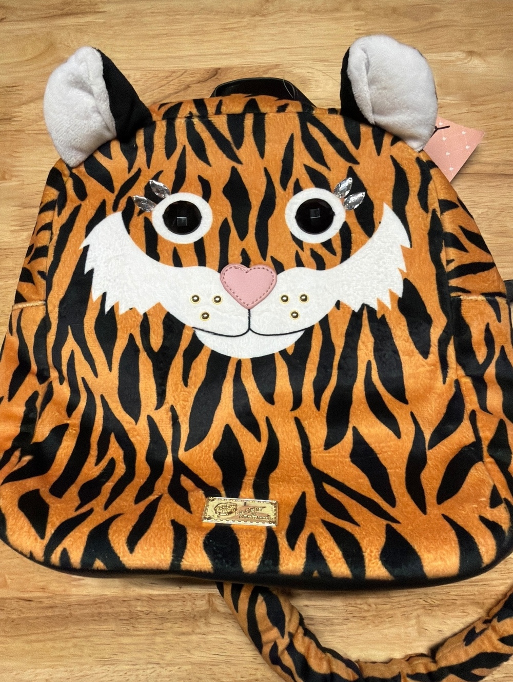 Betsey Johnson Tiger Face Plush Backpack with Tail and Ears